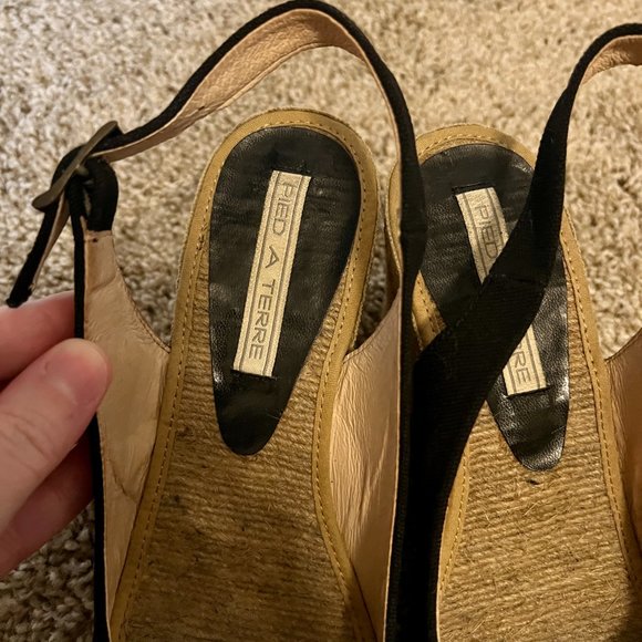 Pied-a-Terre 'Imperia' Navy Blue Slingback Espadrille Wedges ASO Kate Middleton - Picture 11 of 11